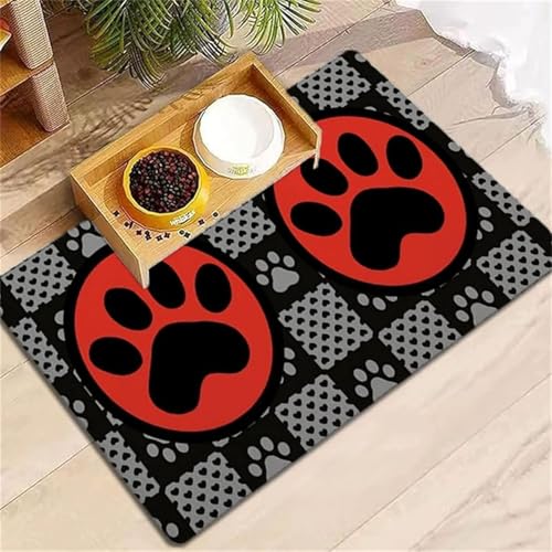 Hearda Futtermatte Hund Groß,Katzen Futternapf Unterlage rutschfest Saugfähig Napfunterlage Hund Unterlage Katzennapf Schnelltrocknend Futternapf Matte Haustier Futtermatte (Liebesherz F,40x120cm) von Hearda