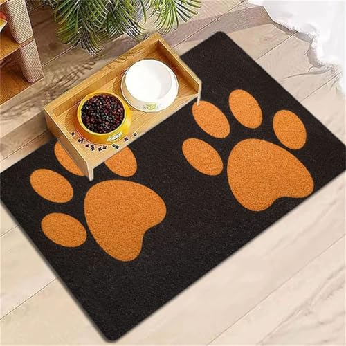 Hearda Futtermatte Hund Groß,Katzen Futternapf Unterlage rutschfest Saugfähig Napfunterlage Hund Unterlage Katzennapf Schnelltrocknend Futternapf Matte Haustier Futtermatte (Orange F,80x120cm) von Hearda