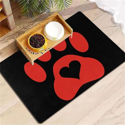 Hearda Futtermatte Hund Groß,Katzen Futternapf Unterlage rutschfest Saugfähig Napfunterlage Hund Unterlage Katzennapf Schnelltrocknend Futternapf Matte Haustier Futtermatte (Rot F,80x120cm) von Hearda