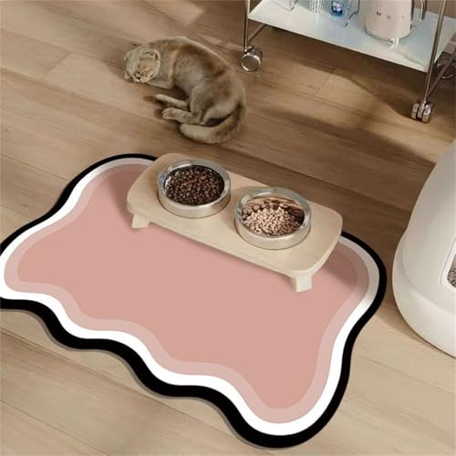 Hearda Futtermatte Hund Saugfähig, Irregulär Form Katzen Futternapf Unterlage Napfunterlage Hund Schnelltrocknend Futternapf Matte rutschfest Haustier Futtermatte (60x90cm,Rosa) von Hearda