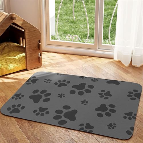 Hearda Futtermatte Hund Saugfähig, Katzen Futternapf Unterlage Napfunterlage Hund Futternapf Matte rutschfest Haustier Futtermatte Unterlage Katzennapf (30x40cm,Hundepfote Drucken K) von Hearda