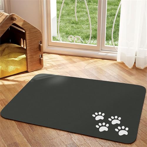 Hearda Futtermatte Hund Saugfähig, Katzen Futternapf Unterlage Napfunterlage Hund Futternapf Matte rutschfest Haustier Futtermatte Unterlage Katzennapf (30x40cm,Schwarz K) von Hearda