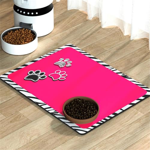 Hearda Futtermatte Hund Saugfähig, Katzen Futternapf Unterlage Napfunterlage Hund Futternapf Matte rutschfest Haustier Futtermatte Unterlage Katzennapf (30x50cm,Rosa H) von Hearda