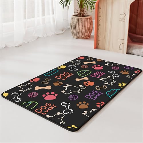 Hearda Futtermatte Hund Saugfähig, Katzen Futternapf Unterlage Napfunterlage Hund Schnelltrocknend Futternapf Matte rutschfest Haustier Futtermatte (50x80cm,Süß Hund F) von Hearda