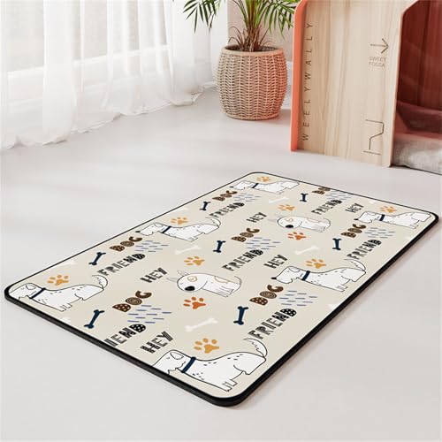 Hearda Futtermatte Hund Saugfähig, Katzen Futternapf Unterlage Napfunterlage Hund Schnelltrocknend Futternapf Matte rutschfest Haustier Futtermatte (50x80cm,Weiß Welpe F) von Hearda