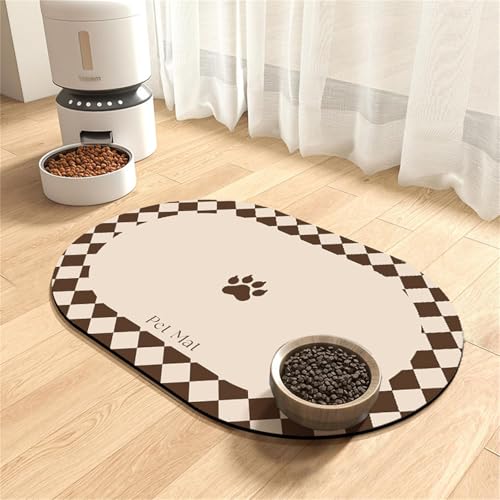 Hearda Futtermatte Hund Saugfähig, Oval Katzen Futternapf Unterlage Napfunterlage Hund Schnelltrocknend Futternapf Matte rutschfest Haustier Futtermatte Unterlage Katzennapf (40x60cm) von Hearda