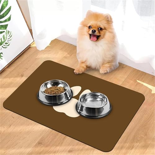 Hearda Futtermatte Hund rutschfest, Napfunterlage Hund Saugfähig Katzen Futternapf Unterlage Schnelltrocknend Unterlage Katzennapf Futternapf Matte Haustier Futtermatte (40x120cm,Kaffeefarbe P) von Hearda