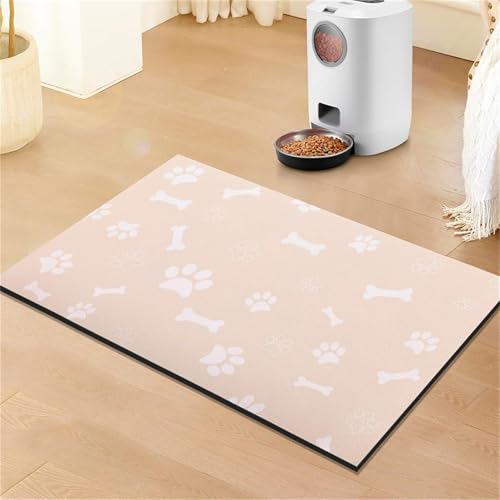 Hearda Futtermatte Hund rutschfest, Napfunterlage Hund Saugfähig Katzen Futternapf Unterlage Schnelltrocknend Unterlage Katzennapf Futternapf Matte Haustier Futtermatte (80x120cm,Beige O) von Hearda