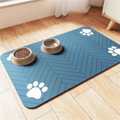 Hearda Futtermatte Hund rutschfest, Napfunterlage Hund Saugfähig Katzen Futternapf Unterlage Schnelltrocknend Unterlage Katzennapf Futternapf Matte Haustier Futtermatte (80x120cm,Blau D) von Hearda