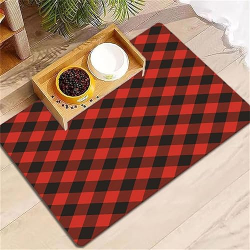 Hearda Futtermatte Hund rutschfest, Plaid Gingham Napfunterlage Hund Saugfähig Katzen Futternapf Unterlage Schnelltrocknend Unterlage Katzennapf Futternapf Matte (20x30cm,Rhombus) von Hearda