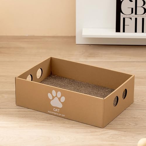 Hearda Katzen Kratzbrett Box, Kratzbretter Katze, Premium Katzenkratzbrett, Kratzpappe für Katzen, Katzenkratz um Katzenkratzern Vorzubeugen und Sofa Teppiche Wände (Katze,47x31.5x14cm) von Hearda