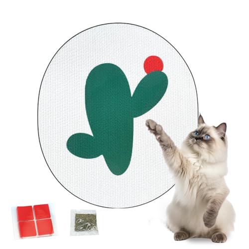 Hearda Kratzbrett Katze mit Katzenminze, Kratzpappe, Oval Katzenkratzbretter aus Wellpapp-Karton für Katzen zum Kratzen und Ausruhen, Schützt Möbel, Ideales Kätzchen Geschenk (Kaktus - Grün) von Hearda