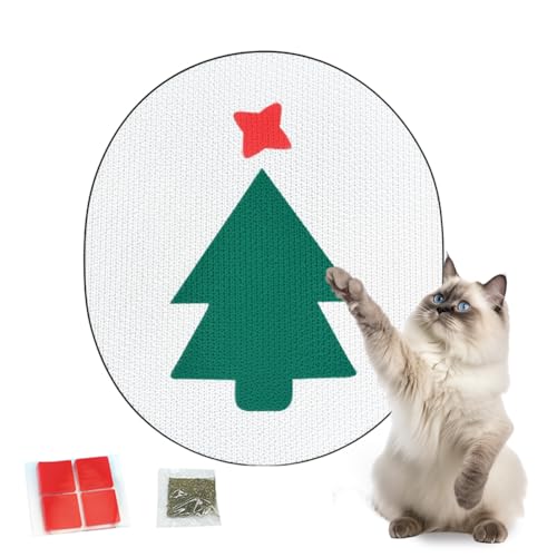 Hearda Kratzbrett Katze mit Katzenminze, Kratzpappe, Oval Katzenkratzbretter aus Wellpapp-Karton für Katzen zum Kratzen und Ausruhen, Schützt Möbel, Ideales Kätzchen Geschenk (Weihnachtsbaum) von Hearda