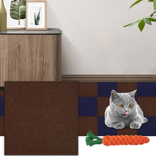 Hearda Kratzbretter Katze, 1 Stück Selbstklebend Katzenkratzbrett Kratzbrett, Quadrat DIY Trimmbarer Kratzpappe für Katzen, Katzenkratz um Katzenkratzern Vorzubeugen Sofa Teppiche (Braun,30x30cm) von Hearda