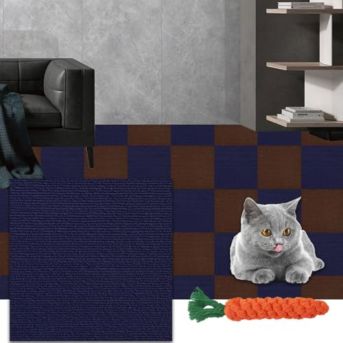 Hearda Kratzbretter Katze, 1 Stück Selbstklebend Katzenkratzbrett Kratzbrett, Quadrat DIY Trimmbarer Kratzpappe für Katzen, Katzenkratz um Katzenkratzern Vorzubeugen Sofa Teppiche (Dunkelblau,30x60cm) von Hearda