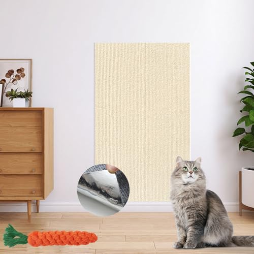 Hearda Kratzbretter Katze, Selbstklebend Katzenkratzbrett Kratzbrett, DIY Trimmbarer Kratzpappe für Katzen Katzenkratz Katzenkratzern Vorzubeugen Sofa Teppiche Wände (Beige,40x100cm) von Hearda