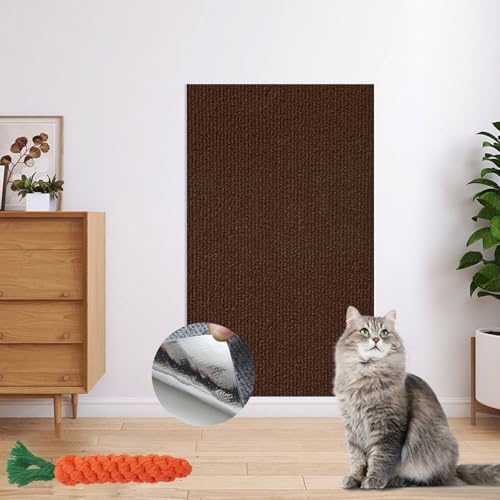 Hearda Kratzbretter Katze, Selbstklebend Katzenkratzbrett Kratzbrett, DIY Trimmbarer Kratzpappe für Katzen Katzenkratz Katzenkratzern Vorzubeugen Sofa Teppiche Wände (Braun,30x100cm) von Hearda