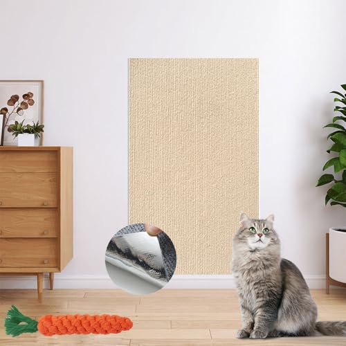 Hearda Kratzbretter Katze, Selbstklebend Katzenkratzbrett Kratzbrett, DIY Trimmbarer Kratzpappe für Katzen Katzenkratz Katzenkratzern Vorzubeugen Sofa Teppiche Wände (Khaki,30x100cm) von Hearda