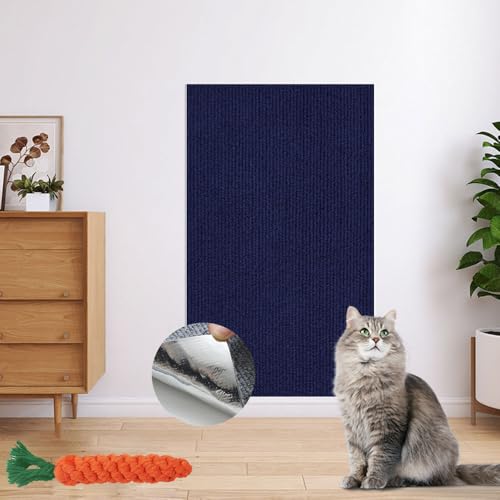 Hearda Kratzbretter Katze, Selbstklebend Katzenkratzbrett Kratzbrett, DIY Trimmbarer Kratzpappe für Katzen Katzenkratz Katzenkratzern Vorzubeugen Sofa Teppiche Wände (Marine,30x100cm) von Hearda