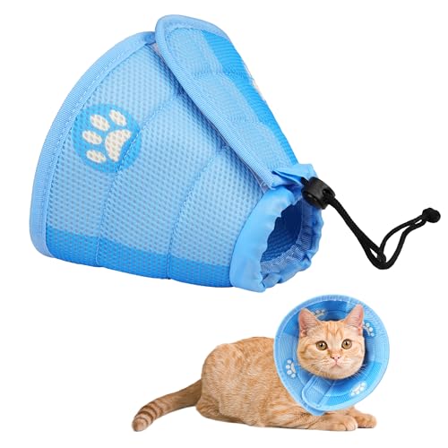 Halskrause Katze Einstellbarer Halsband Katze Cone Weich Schützende Wiederherstellung Halsband Niedlich Schutzkragen für Katzen, Welpen, Kleine Hunde (L) von Heatail