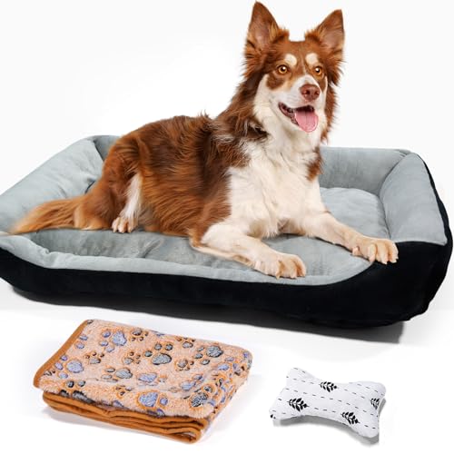 Hundebett Grosse Mittelgroße Hunde, Waschbar - Flauschig Hundebett, Rutschfeste Unterseite, Hundekissen, Hundekorb, weiche Polsterung, Hundesofa, erhöhte Ränder，hundebett grosse hunde (80×60×15cm). von Heatail