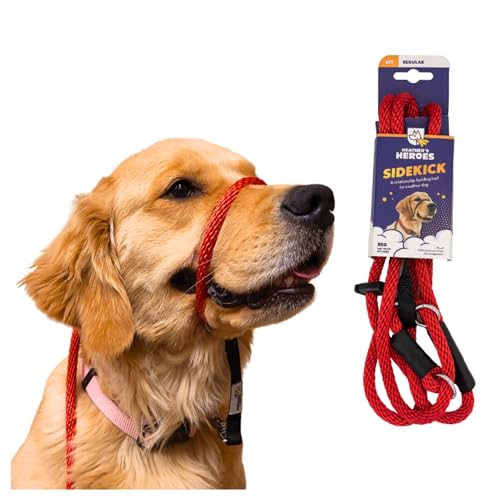 Heather's Heroes Sidekick Hundehalfter mit Leine – Sidekick-Leine für Hunde, effektives Hundetrainingswerkzeug bei Reaktivität und Verhaltensproblemen der Leine (normal (0,95 cm), Rot) von Heather's Heroes