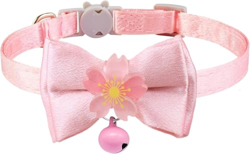 Niedliches Kätzchen-Halsband für Mädchen, Katzenhalsband, Breakaway, rosa Schleife, Katzenhalsband, Mädchen, Katzenzubehör, Fliege, Kätzchen-Halsband mit Blume (Farbe B) von Heavelove