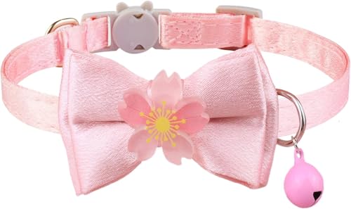 Niedliches Kätzchen-Halsband für Mädchen, Katzenhalsband, Breakaway, rosa Schleife, Katzenhalsband, Mädchen, Katzenzubehör, Fliege, Kätzchen-Halsband mit Blume (Farbe C) von Heavelove