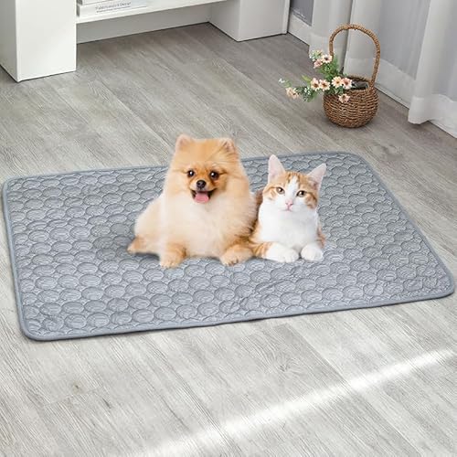 Heavyoff Kühlmatte Hunde Katzen Haustiere, Sommer Kühlende Hundematte rutschfeste Hundebett Für Zuhause Oder Auto Dunkelgrau, 100x150cm von Heavyoff