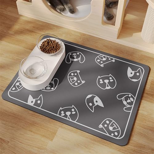 Heavyoff Napfunterlage Hund Katzen, Napfunterlage Silikon, wasserdichte Und rutschfeste Silikon Fressnapf Unterlage, Haustierfuttermatte für Futternäpfe Placemats Stil 1, 45x60cm von Heavyoff