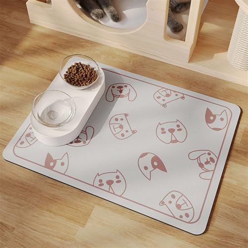 Heavyoff Napfunterlage Hund Katzen, Napfunterlage Silikon, wasserdichte Und rutschfeste Silikon Fressnapf Unterlage, Haustierfuttermatte für Futternäpfe Placemats Stil 2, 50x70cm von Heavyoff