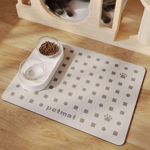 Heavyoff Napfunterlage Hund Katzen, Silikon Fressnapf Unterlage wasserdichte rutschfeste Futterunterlage für Futternäpfe Placemats Khaki, 50x70cm von Heavyoff