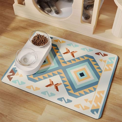 Heavyoff Napfunterlage Hund Katzen, wasserdichte Und rutschfeste Silikon Fressnapf Unterlage, Haustierfuttermatte für Futternäpfe Placemats Stil 1, 50x70cm von Heavyoff