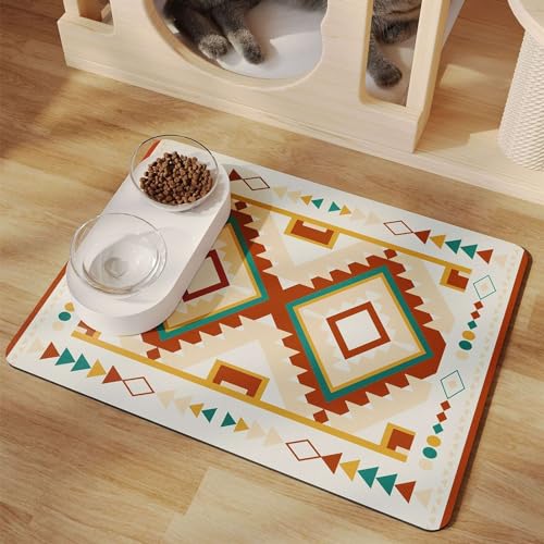 Heavyoff Napfunterlage Hund Katzen, wasserdichte Und rutschfeste Silikon Fressnapf Unterlage, Haustierfuttermatte für Futternäpfe Placemats Stil 2, 35x50cm von Heavyoff