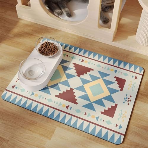 Heavyoff Napfunterlage Hund Katzen, wasserdichte Und rutschfeste Silikon Fressnapf Unterlage, Haustierfuttermatte für Futternäpfe Placemats Stil 3, 35x50cm von Heavyoff