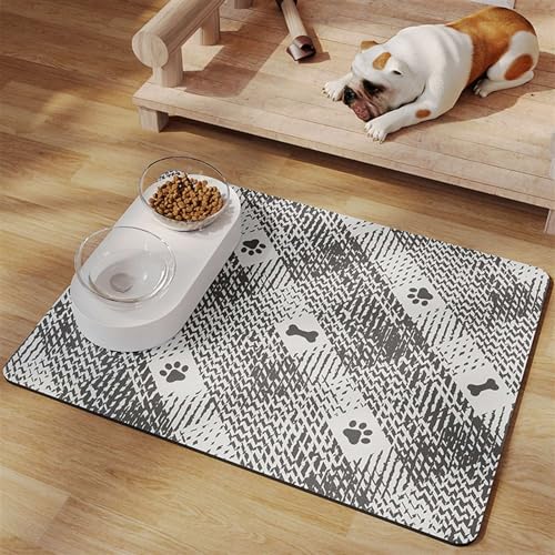 Heavyoff Napfunterlage Hund Katzen, wasserdichte Und rutschfeste Silikon Fressnapf Unterlage, Haustierfuttermatte für Placemats Futternäpfe Grau, 35x50cm von Heavyoff