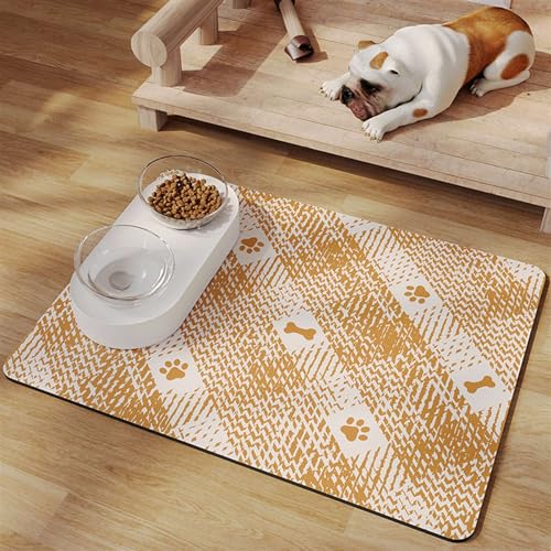 Heavyoff Napfunterlage Hund Katzen, wasserdichte Und rutschfeste Silikon Fressnapf Unterlage, Haustierfuttermatte für Placemats Futternäpfe Orange, 35x50cm von Heavyoff