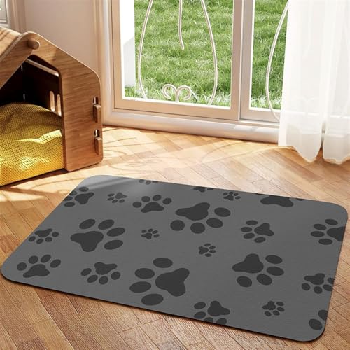 Heavyoff Napfunterlage Hund Katzen Futternapf Unterlage rutschfeste Hundenapf Katzennapf Fressnapf Futtermatte Schnelltrocknend Katzenmatte, Dunkelgrau 1, 40x60cm von Heavyoff