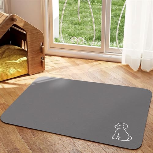 Heavyoff Napfunterlage Hund Katzen Futternapf Unterlage rutschfeste Hundenapf Katzennapf Fressnapf Futtermatte Schnelltrocknend Katzenmatte, Grau 1, 50x80cm von Heavyoff