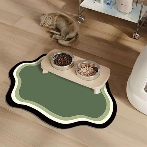 Heavyoff Napfunterlage Hund Katzen Futternapf Unterlage rutschfeste Hundenapf Katzennapf Fressnapf Futtermatte Schnelltrocknend Katzenmatte Waschbar, Grün, 50x80cm von Heavyoff