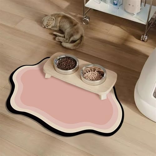 Heavyoff Napfunterlage Hund Katzen Futternapf Unterlage rutschfeste Hundenapf Katzennapf Fressnapf Futtermatte Schnelltrocknend Katzenmatte Waschbar, Rosa, 60x90cm von Heavyoff