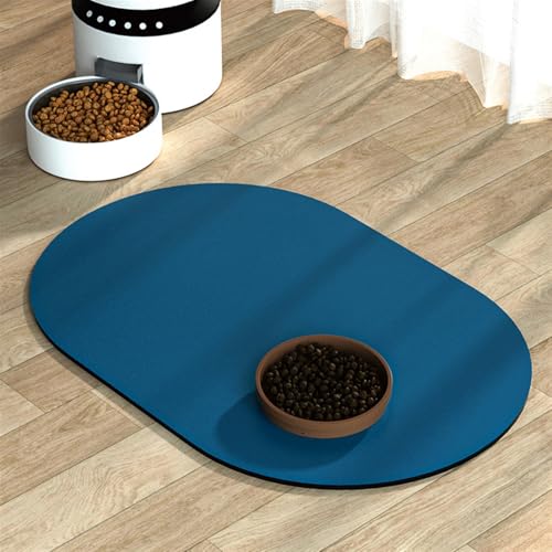 Heavyoff Napfunterlage Katzen Futternapf Unterlage, wasserdichte Haustier Futtermatten rutschfeste Unterlage Hund Fressnapf Futtermatte, Marineblau, 30x50cm von Heavyoff