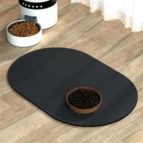 Heavyoff Napfunterlage Katzen Futternapf Unterlage, wasserdichte Haustier Futtermatten rutschfeste Unterlage Hund Fressnapf Futtermatte, Schwarz, 40x60cm von Heavyoff