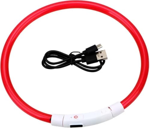 *** Rotes LED -Nackenband - geeignet für Hunde und Katzen - 70 cm - mit leuchtender Funktion - 3 Positionen - Spritzwasserfest - USB -Ladung - einstellbar - Van Heble® *** von Heble