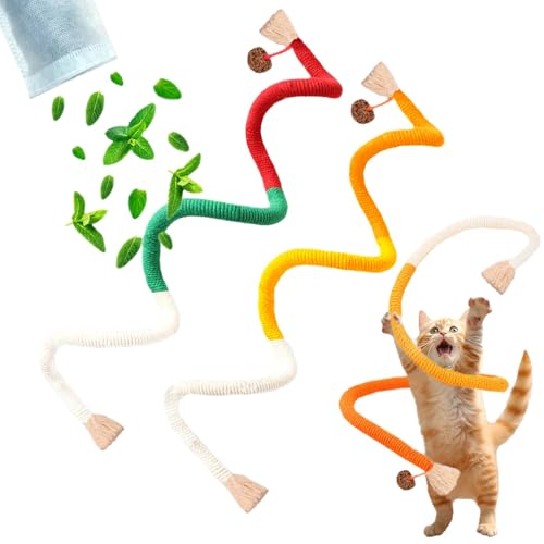 Hebterrka 2er Set Selbstbeschäftigungsspielzeug, Interaktiver Katzenangel, Kattnip Spielzeug, Katzenputz Stange, 60 cm von Hebterrka
