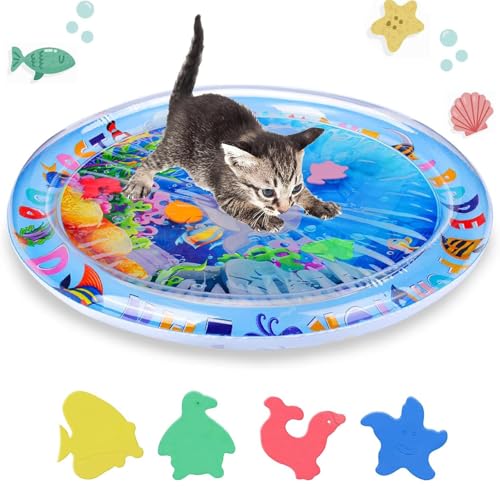 Hebterrka Wassersensorik Spielmatte für Katzen, Verdickte Katzen und Hundespielzeuge, Katzenspielmatte, Interaktives Spielzeug, Wassersensorik Matte, Kühlmatte von Hebterrka