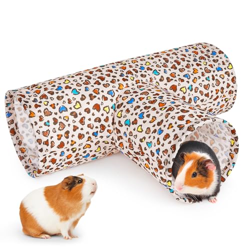 Hedgeink Meerschweinchentunnel, 3-Wege-Kaninchentunnel, maschinenwaschbar, Kaninchenversteck Meerschweinchen, Zubehör, Frettchen, Spielzeug für Chinchilla, Hamster, Hase, Kleintiere, Leopard von Hedgeink