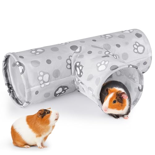 Hedgeink Meerschweinchentunnel, 3-Wege-Kaninchentunnel, maschinenwaschbar, Kaninchenversteck Meerschweinchen, Zubehör, Frettchen, Spielzeug für Chinchilla, Hamster, Hase, Kleintiere, graue von Hedgeink