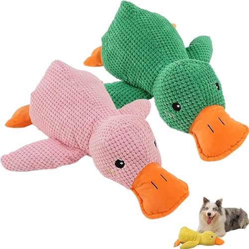 HeeDz The Mellow Dog, The Mellow Dog Beruhigende Ente, Zentric Quack-Quack Duck Hundespielzeug, süße Ente ohne Füllung mit weichem Quietscher (Color : 2pcs-a) von HeeDz