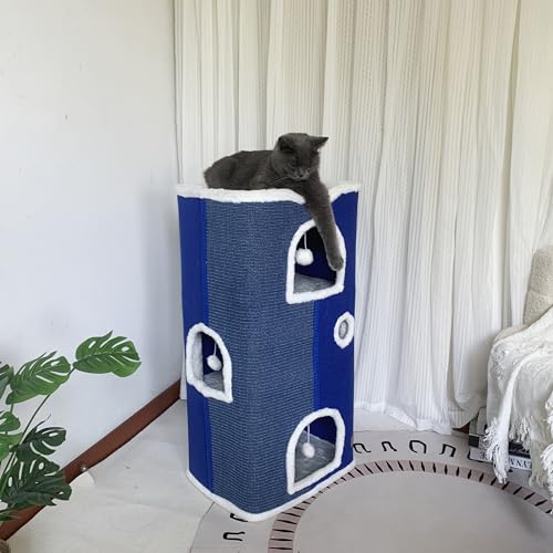 Heerduos Katzenhaus mit 4 Ebenen, für Hauskatzen, Marineblau von Heerduos